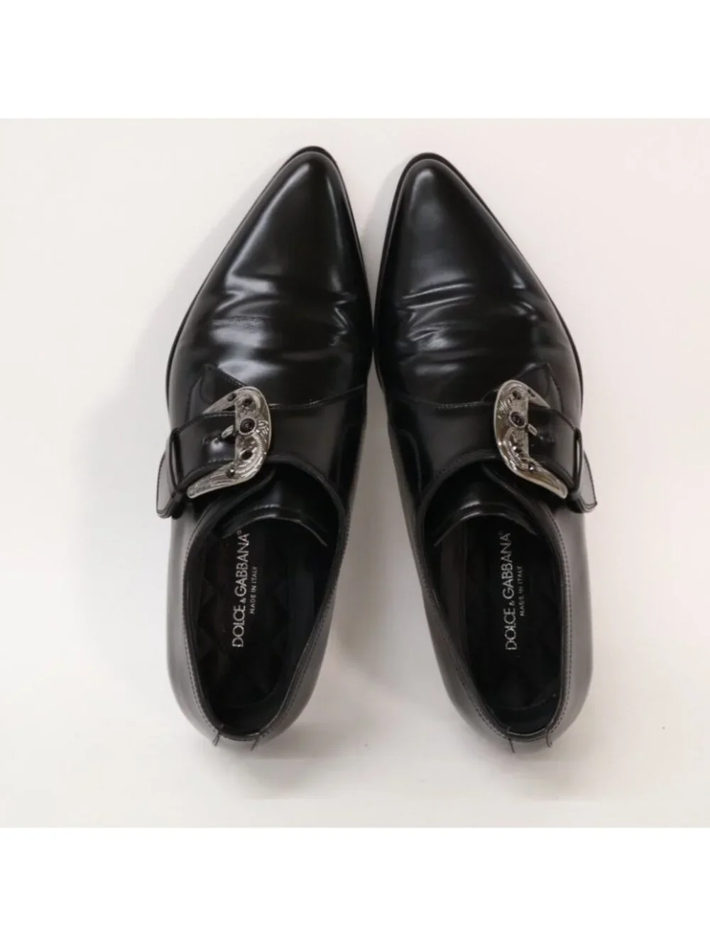 Dolce & Gabbana Silver Buckle Single Monk Dress Shoes